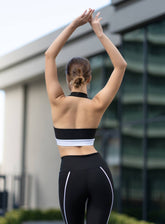 FREYA - MONOCHROME BACKLESS BRA - BLACK AND WHITE - VECTOR SPORTSWEAR